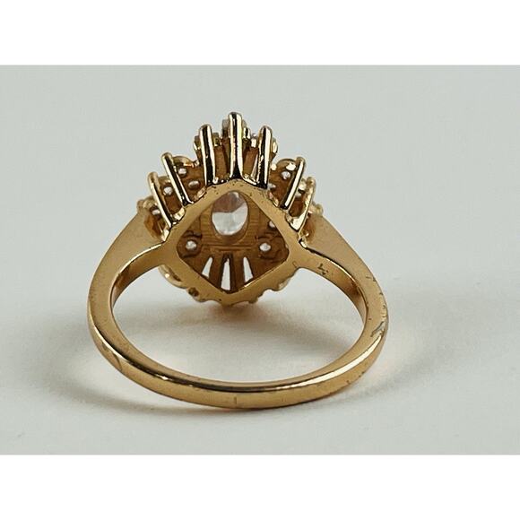 Cluster Waterfall Ring Size 9 w/ Clear Rhinestones Rose Gold tone Costume Faux - Picture 4 of 16